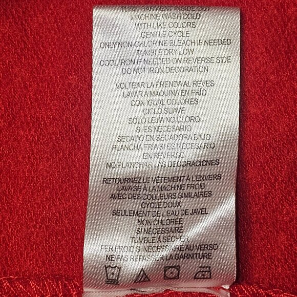 Almost Famous Red Pullover Sweater With Gold Sequin Lips Graphic Women's Size S - Picture 5 of 6